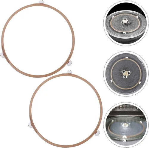 Miniatura 7 de SOLUSTRE Bandeja de microondas, 2 piezas, soporte para plato giratorio de microondas, anillo giratorio de microondas, soporte de bandeja de 7