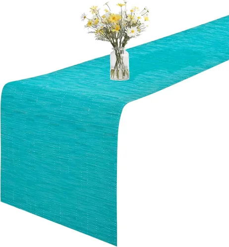 Miniatura 6 de GIVERARE Camino de mesa, 12 x 53 pulgadas, resistente al calor, de vinilo tejido, antideslizante, lavable, fácil de limpiar, cubierta de plástico