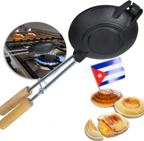 Disquera de Pan Cubano Redondo (1 Unidad) – Prensa de Sándwich Cubana de Hierro Fundido para Disco Volador Para Sándwich – Fabricador de Sándwich