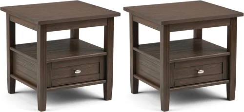 Miniatura 33 de SIMPLIHOME Warm Shaker - Mesa auxiliar de madera maciza de 20 pulgadas de ancho x 20 pulgadas de alto, color marrón carbón envejecido, mesa