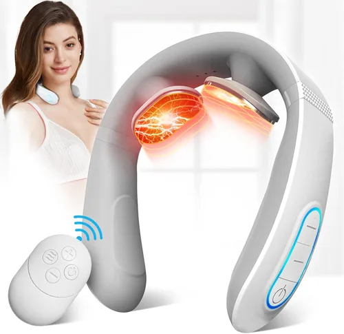 Masajeador eléctrico de cuello de pulso con calor para aliviar el dolor, 10 modos, 15 intensidades, terapia de tejido profundo, punto de activación,