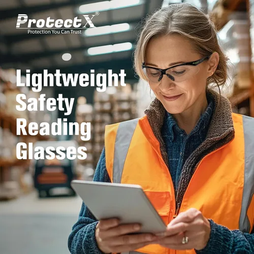 Miniatura 5 de ProtectX Anteojos de seguridad clásicos, lentes antivaho resistentes a los arañazos, gafas protectoras para el trabajo, interior/exterior, ANSI Z87.1