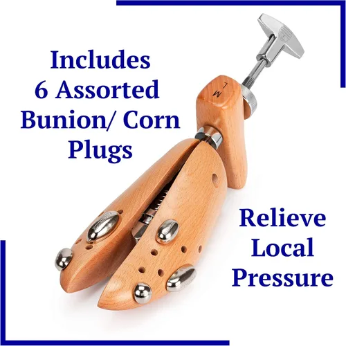 Miniatura 4 de HOUNDSBAY Bulldog - Camillador profesional de madera de 2 vías para mujer, ampliador de zapatos y expansor para mujeres con pies anchos, Natural