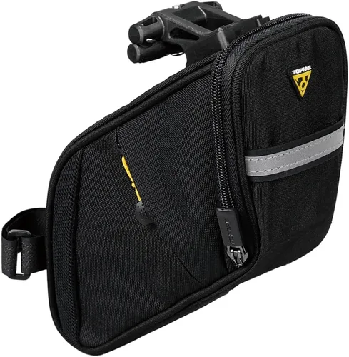 Miniatura 6 de Topeak Aero Wedge Pack DX Small – Bolsa expandible debajo del sillín de 0,5 L con soporte QuickClick F25, tira reflectante y bolsillos laterales