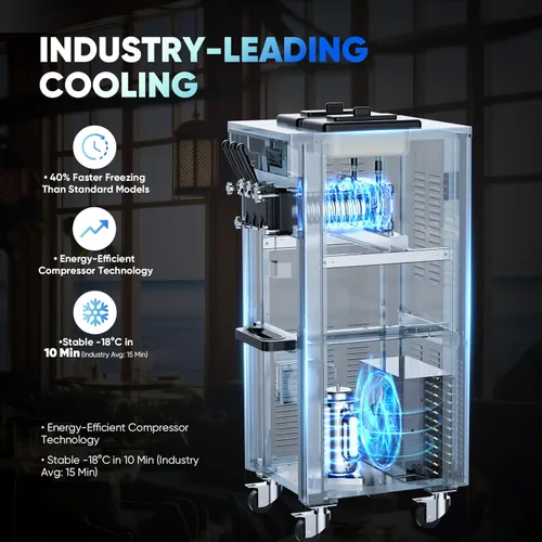 Miniatura 5 de Máquina comercial para hacer helados con certificación UL, rendimiento de 35 cuartos de galón (8.75 galones)/H, 200-250 porciones