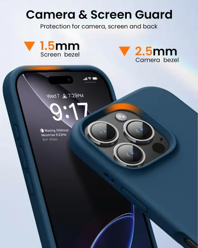 Miniatura 3 de Funda protectora de silicona líquida diseñada para iPhone 16 Pro Max, a prueba de golpes con forro de microfibra suave antiarañazos, ultra delgada