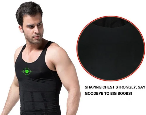Miniatura 5 de FS Mens Tights Compression Body Shaper Sports Muscle Tank Top Abs Abdomen Slim