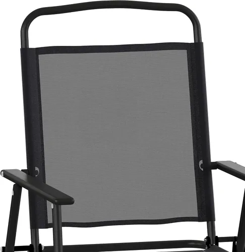 Miniatura 8 de Flash Furniture Mystic - Sillas plegables para patio, sillas de césped de textileno para exteriores con reposabrazos, juego de 2, color negro