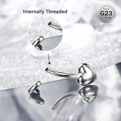 Miniatura 4 de Melighting Piercing para ombligo de titanio de 0.49 oz, con rosca interna, G23, piercing para el ombligo, piercing para el ombligo, piercing