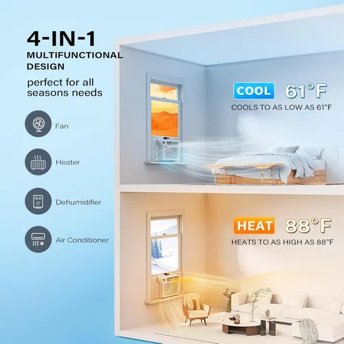 Miniatura 2 de ROVSUN - Aire acondicionado para ventana de 23200 BTU con calefacción, unidad de aire acondicionado y calentador combo con control inteligente por