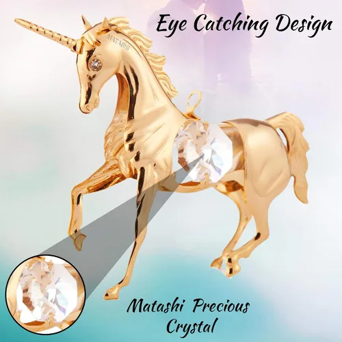 Miniatura 6 de Matashi Adorno de unicornio chapado en oro de 24 quilates, decoración para el hogar, oficina, regalo único para el día de la madre, día de San