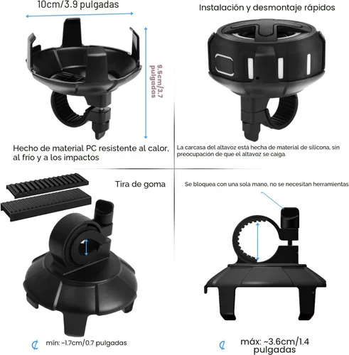 Miniatura 5 de Altavoz Pro Bike actualizado, con soporte para manillar profesional, Bluetooth V5.4, IPX7 impermeable, funda de silicona, navegación por