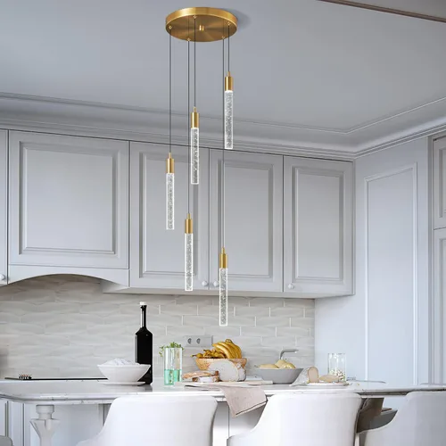 Miniatura 3 de Luminaria Moderna Lámpara Colgante de Isla de Cocina Luz Colgante LED Regulable Dorada Luces Colgantes Mini Iluminación Colgante de Cristal