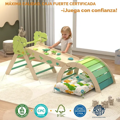 Miniatura 8 de Set de Triángulo Pikler con Cojín 9 en 1 Juguetes de Escalada para Niños Pequeños 1-3 Gimnasio de Escalada Interior para Bebés Juguetes Montessori