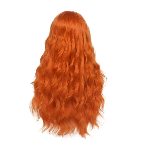 Miniatura 6 de Peluca larga y ondulada verde para mujer, parte media, disfraz de cosplay, peluca de repuesto de cabello sintético