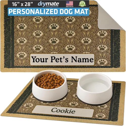Miniatura 6 de Drymate Mantel individual personalizado para tazón de mascotas, tapete personalizado de alimentación de alimentos para perros y gatos, tela Lino