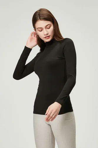 Miniatura 5 de DEVOPS - Paquete de 2 camisas de manga larga térmicas de cuello tortuga para mujer de comprensión para usar debajo de la ropa