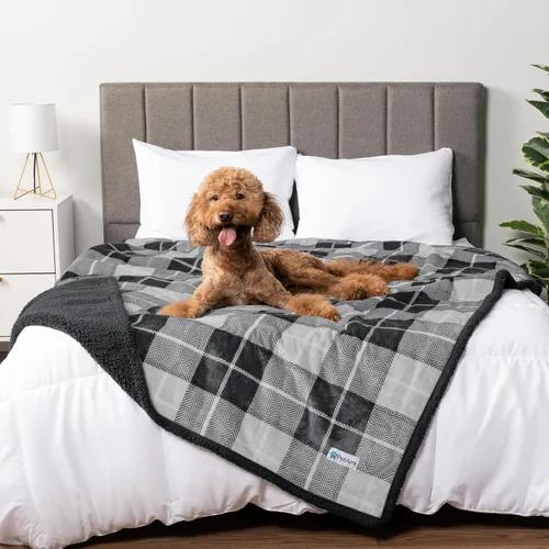 Miniatura 25 de PetAmi - Manta impermeable para perros medianos, cachorros, gatos pequeños Manta suave de forro polar Sherpa para mascotas, para sofá, sofá, funda
