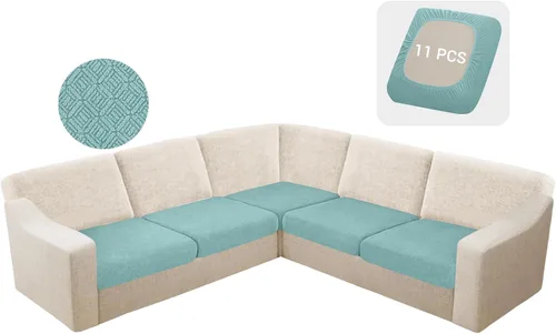 Miniatura 26 de HDCAXKJ - Fundas impermeables para cojín de sofá modular, fundas elásticas para cojín de sofá de esquina, fundas protectoras de muebles de jacquard