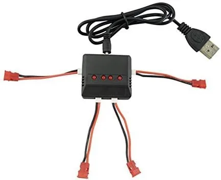 Miniatura 3 de Accesorios 4 baterías de 3.7 V 500 mAh para helicóptero de control remoto SYMA X5UW X5UC, 4 baterías + 1 para 4 cargadores + 4 cables