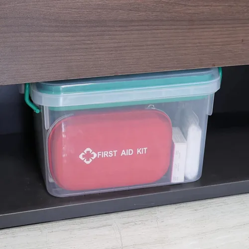 Miniatura 5 de Vababa Caja de primeros auxilios transparente, contenedor de almacenamiento de plástico con tapa de bloqueo y asa