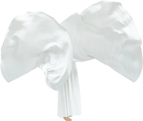 Miniatura 12 de Wuchieal 74" x 55" Banderas de adoración grandes de semicírculo suave, bandera de alabanza de semicírculo de satén con varillas escalables 1 pares