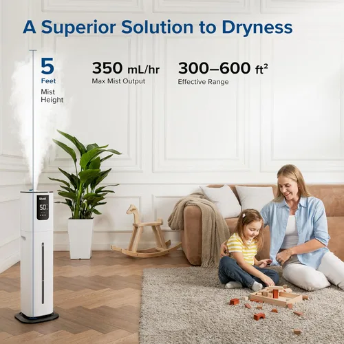 Miniatura 47 de LEVOIT Humidificadores evaporativos para dormitorio de bebé, filtros dobles de aire y agua, sensor separado, sin luz azul para luz nocturna de Blanco