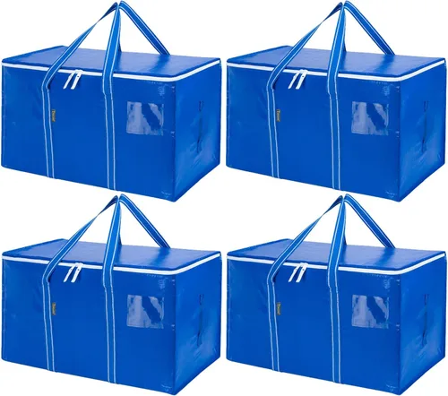 Miniatura 48 de BALEINE Paquete de 2 bolsas de mudanza de gran tamaño con asas reforzadas, bolsa de almacenamiento resistente para ropa, suministros de mudanza