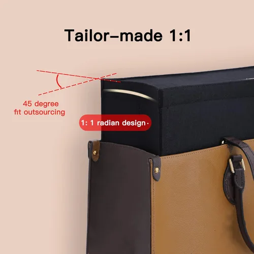 Miniatura 5 de Doxo Organizador de bolso, organizador de bolsa de fieltro con cremallera, perfecto para Lv Onthego GM 40 y D Book Tote grande (negro con cubierta)