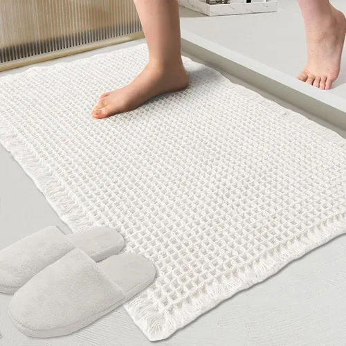 Miniatura 15 de ZALL - Tapete de baño de punto gofre beige, súper absorbente, antideslizante, color crema, 18 x 30 pulgadas, lavable a máquina, ultra suave
