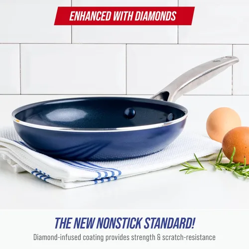 Miniatura 2 de Blue Diamond - Sartén antiadherente de 8 pulgadas, sin PFAS, sartén de cerámica para huevos y tortilla, con infusión de diamante, apta