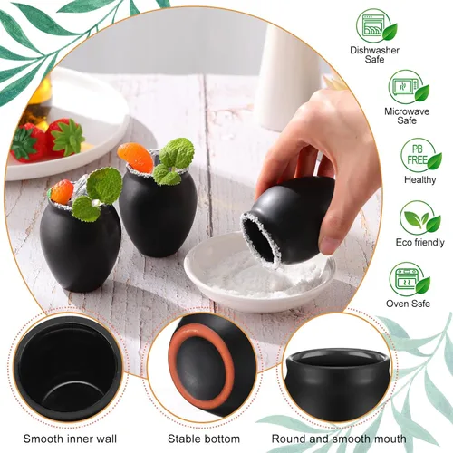 Miniatura 3 de Gejoy - 24 vasos de arcilla mexicana de Cantaritos de Barro de 3 onzas, hechos a mano para tequila, mezcal, margarita, mojito, martes de tacos