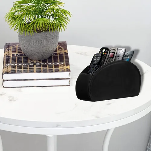 Miniatura 8 de Soporte de cuero para control remoto con 5 compartimentos, caja de almacenamiento/bandeja para control remoto de TV, organizador de escritorio