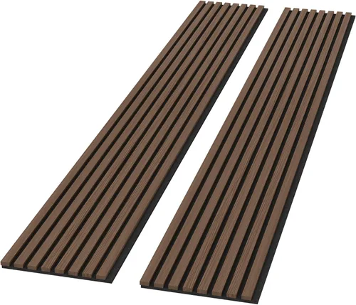Miniatura 11 de ROOMTEC Paquete de 2 paneles acústicos de pared de madera maciza, paneles de pared insonorizados de 94.49 x 12.6 pulgadas, paneles de pared de Roble