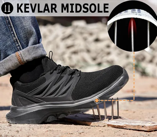 Miniatura 3 de Zapatos deportivos con punta de acero para hombre, zapatos de trabajo ligeros, antideslizantes, zapatos de seguridad de construcción indestructible