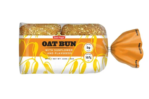 Sándwich de bollo de avena 4 x 55g (1.94oz) Alto en fibra, 15% copos de avena y 9,6% semillas diferentes. Sándwich saludable!