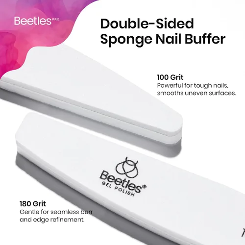 Miniatura 2 de Beetles - Lima de uñas profesional, 52 limas de esponja y pulidores para uñas naturales, tableros de esmeril de doble cara para uñas, kit de lima
