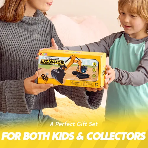 Miniatura 12 de JOYIN Excavadora de Control Remoto Juguetes para Niños, Excavadora de Juguete RC de 2.4Ghz con Luz, Juguetes de Construcción para Niños de 3-5 4-7