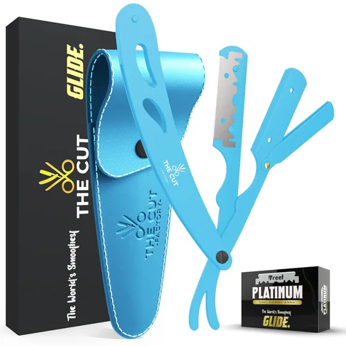 Miniatura 11 de The Cut - Factory - Cuchillas de afeitar rectas de línea exquisita para hombres con cuchillas de filo único ultra afiladas. Cuchilla de afeitar