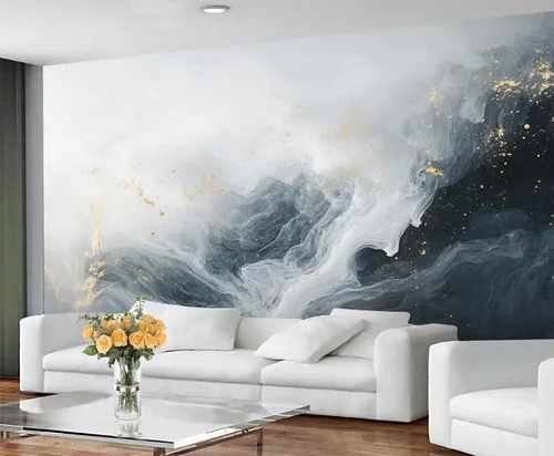 Miniatura 4 de Papel tapiz de mármol, papel tapiz negro y dorado para dormitorio, papel tapiz moderno gris para sala de estar, mural fotográfico de mármol nórdico