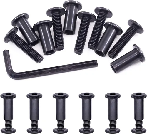 Miniatura 16 de Swpeet 141 piezas de 14 tamaños diferentes M6x16mm-3.150 in acero al carbono negro Hex Drive Socket Cap Tornillos Kit de tuercas de barril con 1