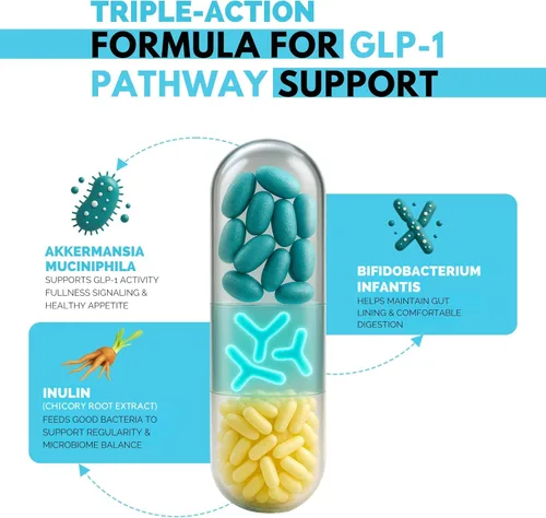 Miniatura 2 de Apoyo probiótico GLP-1 para suprimir el apetito – Akkermansia muciniphila & Bifidobacterium infantis – Fibra prebiótica de inulina – Limpieza