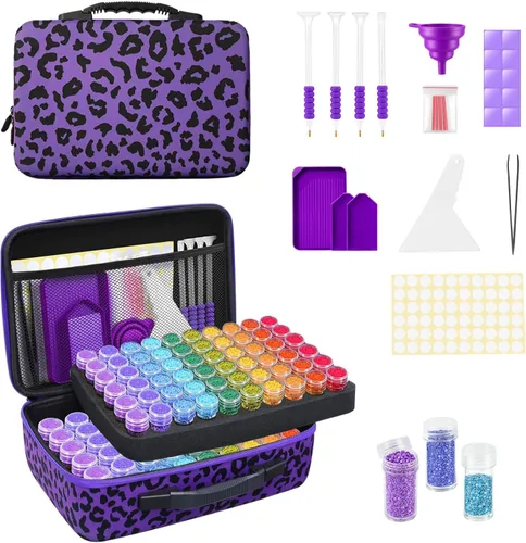 Miniatura 10 de ZORETCO Contenedores de almacenamiento de pintura de diamantes, 60 ranuras, kits de pintura de diamantes, accesorios y herramientas de pintura