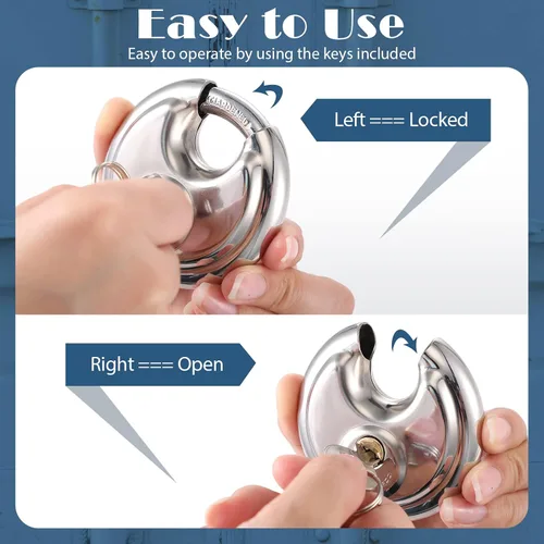 Miniatura 4 de Moxweyeni Candados iguales con llave, cerraduras de acero inoxidable con el mismo disco de llave de 2-3/4 pulgadas de ancho y 3/8 pulgadas
