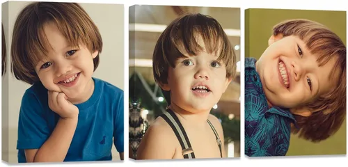 Miniatura 33 de ZXHYWYM Impresiones personalizadas con tus fotos, imágenes personalizadas de 3 piezas para retratos familiares, mascotas, imágenes personalizadas 3