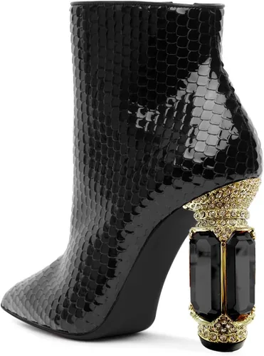 Miniatura 65 de FSJ Botas de tacón alto con punta puntiaguda para mujer, con tacón alto, con cremallera lateral brillante, estilo casual, para uso diario, zapatos