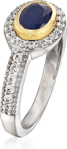 Miniatura 3 de Ross-Simons 1.00 Carat Sapphire and .50 ct. t.w. White Zircon Ring in Sterling Silver With 14kt Yellow Gold