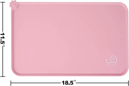 Miniatura 3 de Tapetes de silicón impermeables, antideslizantes y fáciles de limpiar, ideales para colocar sobre ellos los platos de comida de tu mascota Rosa