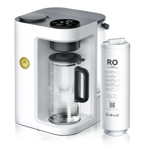Bluevua RO100ROPOT-LITE Sistema de filtro de agua de ósmosis inversa para mostrador, purificación de 5 etapas, proporción de puro a drenaje de 3:1,