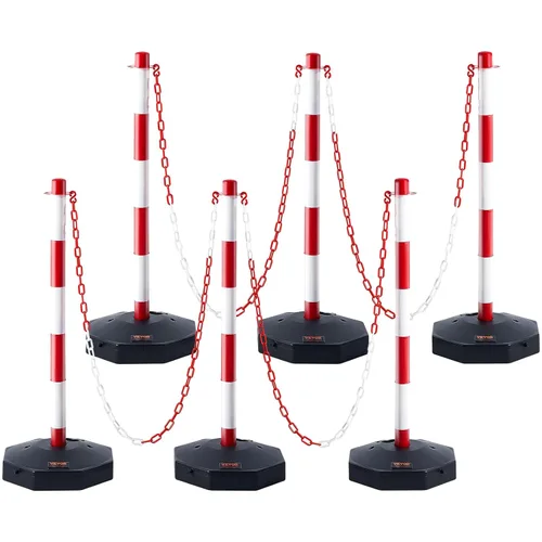 Miniatura 10 de VEVOR Conos de Poste Delineador de Tráfico Ajustables, Paquete de 4, Barrera Delineadora de Seguridad de Tráfico con Base Rellenable Cadena de 8